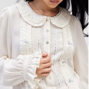 UO Kimchi Blue Dahlia Collared Blouse